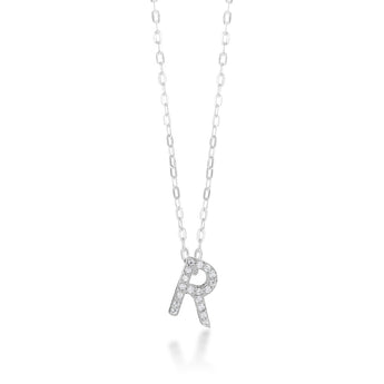 Sterling Silver Cubic Zirconia Initial "R" Pendant on 39+3cm Chain