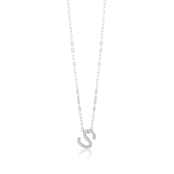 Sterling Silver Cubic Zirconia Initial "S" Pendant On 39+3cm Chain