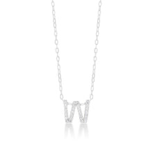 Load image into Gallery viewer, Sterling Silver Cubic Zirconia Initial &quot;W&quot; Pendant On 39+3cm Chain
