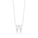 Sterling Silver Cubic Zirconia Initial "W" Pendant On 39+3cm Chain