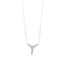 Load image into Gallery viewer, Sterling Silver Cubic Zirconia Inital &quot;Y&quot; Pendant On 39+3cm Chain