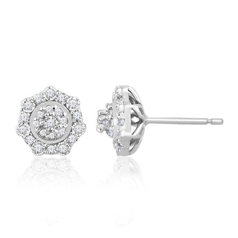 Sterling Silver 1/4 Carat Diamond Stud Earrings