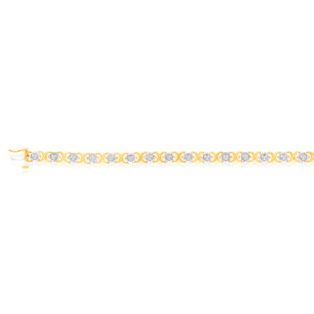Gold Plated Sterling Silver 1/4 Carat Diamond Hugs and Kisses Bracelet 18.5cm