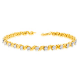 Gold Plated Sterling Silver 1/4 Carat Diamond Bracelet 18.5cm