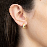 Sterling Silver Yellow Gold Cubic Zirconia Hoop Earrings
