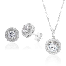 Load image into Gallery viewer, Sterling Silver Natural White Sapphire Pendant and Earring Set