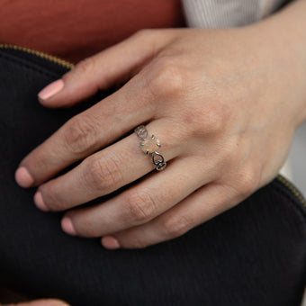 Sterling Silver 0.60ct Natural White Opal Heart Band Ring