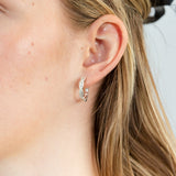 Sterling Silver Cubic Zirconia Fancy hoop Earrings