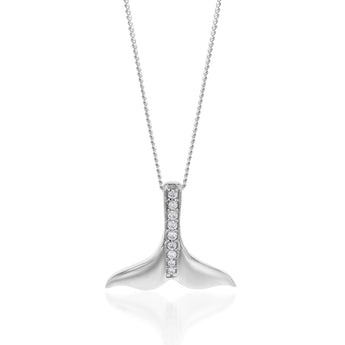 Sterling Silver Cubic Zirconia Dolphin Tail Pendant