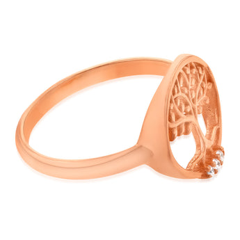 Sterling Silver Rose Gold Plated Tree Of Life Ring