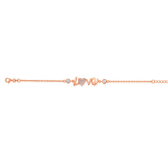 Sterling Silver Cubic Zirconia Love 19cm Bracelet
