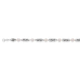 Sterling Silver Rhodium Finish Pearl And Silver Mesh 19cm Bracelet