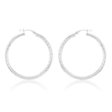 Sterling Silver Diamond Cut 40mm Hoop Earrings