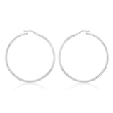Sterling Silver Diamond Cut 60mm Hoop Earrings