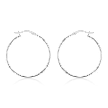 Sterling Silver Plain 30mm Hoop Earrings