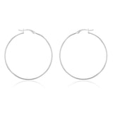Sterling Silver Plain 40mm Hoop Earrings