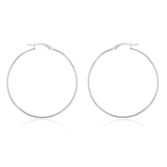 Sterling Silver Plain 40mm Hoop Earrings