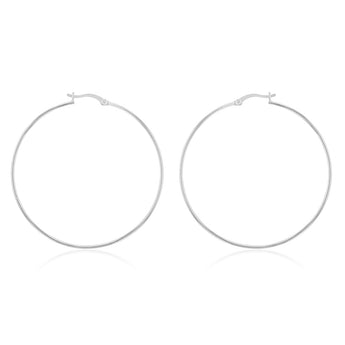 Sterling Silver Plain 50mm Hoop Earrings
