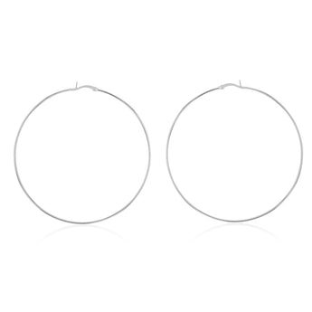 Sterling Silver Plain 70mm Hoop Earrings