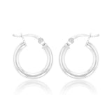 Sterling Silver Plain 15mm Hoop Earrings