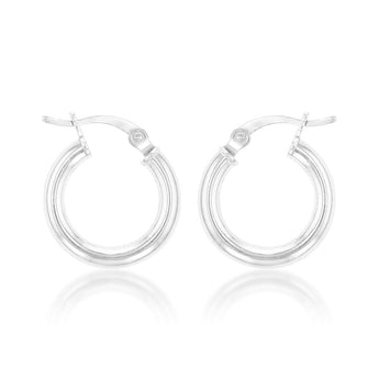 Sterling Silver Plain 15mm Hoop Earrings