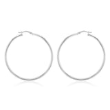 Sterling Silver Plain 50mm Hoop Earrings