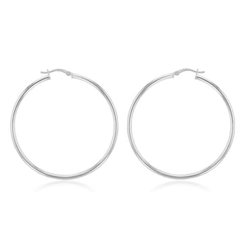Sterling Silver Plain 50mm Hoop Earrings