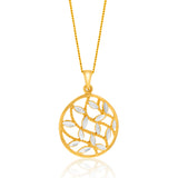 Sterling Silver Gold Plated Round Diamond Cut Patterned Pendant