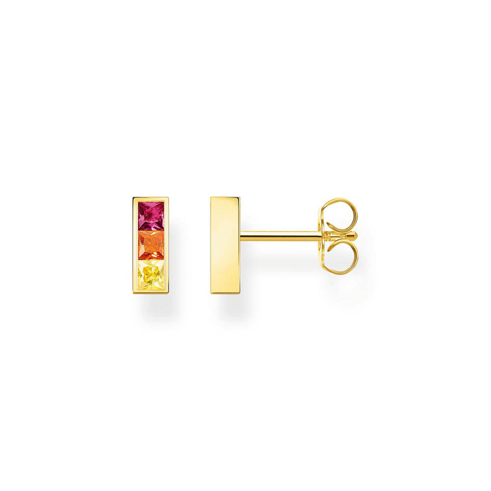 Thomas Sabo Sterling Silver Gold Plated Rainbow Bar Stud Earrings