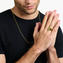 Load image into Gallery viewer, Thomas Sabo Sterling Silver Gold Plated Malachite Compass Signet Ring