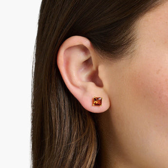 Thomas Sabo Sterling Silver Gold Plated Magic Stones Cognac Studs Earrings
