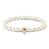 Thomas Sabo Sterling Silver Rose Gold Plated Charm Club F/W Pearl 15cm Bracelet