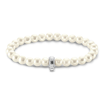 Thomas Sabo Sterling Silver Charm Club Fresh Water Pearl 15cm Bracelet