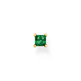Thomas Sabo Sterling Silver Gold Plated Charm Club Princess Green CZ Single Earring