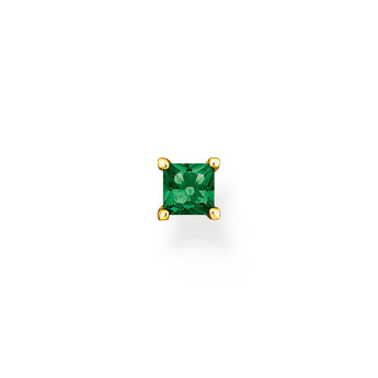 Thomas Sabo Sterling Silver Gold Plated Charm Club Princess Green CZ Single Earring