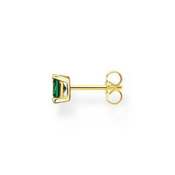 Thomas Sabo Sterling Silver Gold Plated Charm Club Princess Green CZ Single Earring