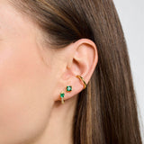 Thomas Sabo Sterling Silver Gold Plated Charm Club Princess Green CZ Single Earring