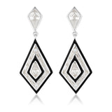 Georgini Reflections Sterling Silver And Black Enamel Art Deco Drop Earrings