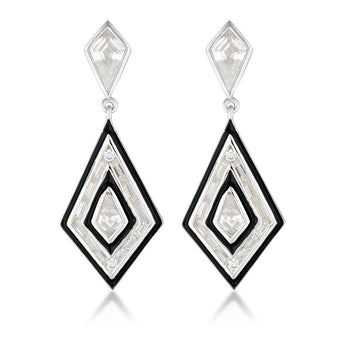 Georgini Reflections Sterling Silver And Black Enamel Art Deco Drop Earrings