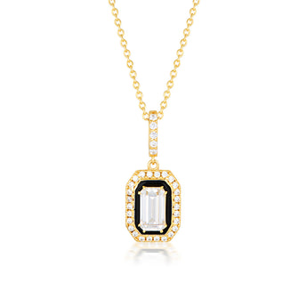 Georgini Reflection Gold Plated Sterling Silver + Black Retrospect Pendant With Chain
