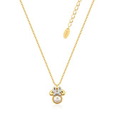Disney Gold Plated Sterling Silver Minnie Mouse Pearl Pendant On Chain