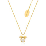 Disney Gold Plated Sterling Silver Mickey Mouse Pearl Pendant On Chain