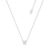 Disney Rhodium Plated Sterling Silver Mickey Mouse Claw Set CZ Pendant On Chain