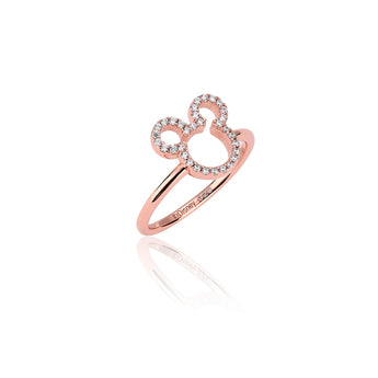 Disney Rose Gold Plated Sterling Silver Mickey Outline CZ Ring