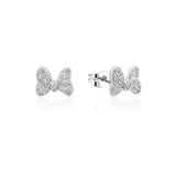 Couture Kingdom Disney Rhodium Plated Sterling Silver Minnie Mouse CZ Bow Stud Earrings