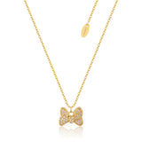 Disney Gold Plated Sterling Silver Minnie Mouse CZ Bow Pendant On Chain