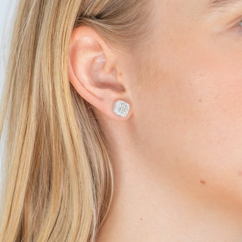 Sterling Silver Zirconia Square Stud Earings