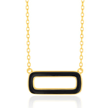 Load image into Gallery viewer, Sterling Silver Gold Plated Black Enamel Rectangle Pendant On 45.5cm Chain