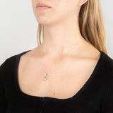 Sterling Silver Rhodium Plated Cubic Zirconia Script "B" Initial Pendant