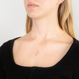Sterling Silver Rhodium Plated Cubic Zirconia Script "H " Initial Pendant